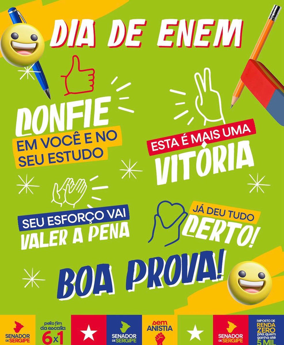 Mais de 4,8 milhões de jovens brasileiros fazem o Enem neste domingo. Que cada um leve consigo a esperança de um futuro melhor, e a certeza de que educação é o maior instrumento de transformação social. Força e foco, estudantes! O Brasil acredita em vocês.  #Enem2025