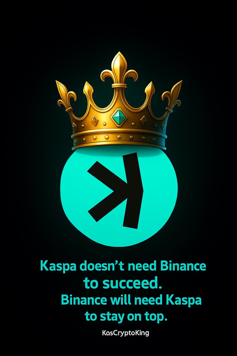 KasCryptoKing's tweet image. I’m betting on a $KAS listing, not because @cz_binance chooses it, but because the market will force it.

Kaspa doesn’t need @binance to win (the grassroots hype already proves that).
But Binance might need Kaspa to stay relevant.
The market decides, not the egos. 👑

#Kaspa
