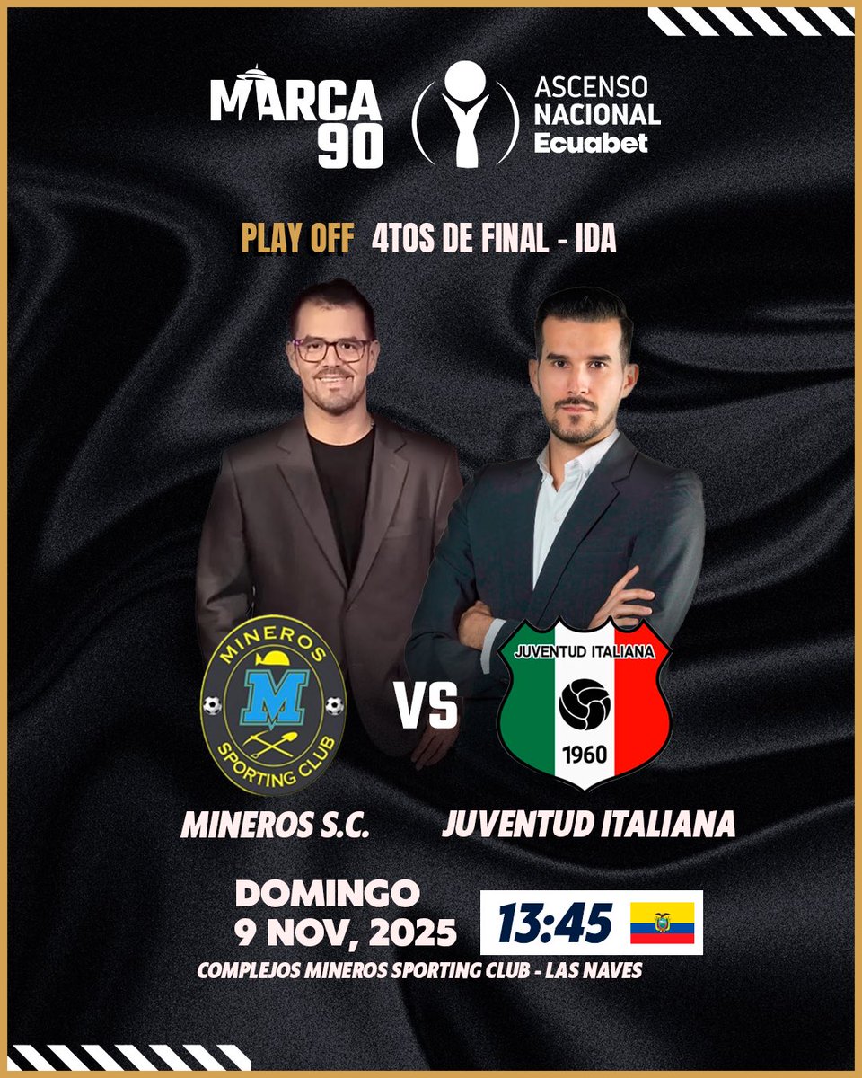 marca90ec's tweet photo. El Ascenso Nacional está ON FIRE 🔥🔥🔥

HOY te esperamos x YouTube 📲 @mineros_sc 🆚 @clubjuventuditaliana 👏🏻

Desde las 13h45 x #Marca90 https://t.co/8ynBBWYoPq https://t.co/w5wGzRJF7V