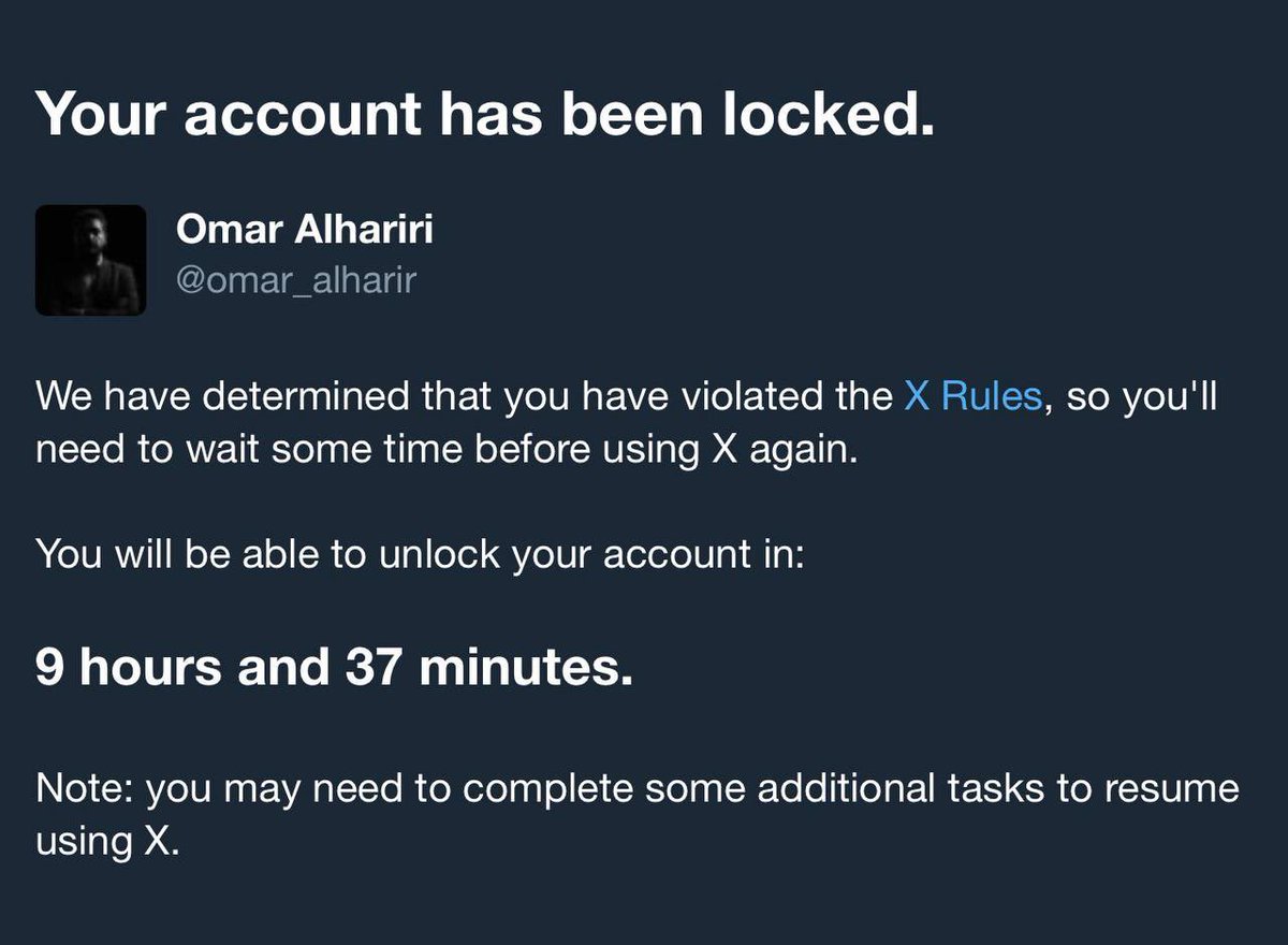 تم حظر حساب <a href="/omar_alharir/">Omar Alhariri</a> بعد حملة بلاغات منسقة.
رجاءً ادعموا صوته الحر بمتابعة حسابه الاحتياطي @omarhrie إلى أن يُعاد الحساب الأساسي.
الكلمة الحرة ما تُحجب. ✊