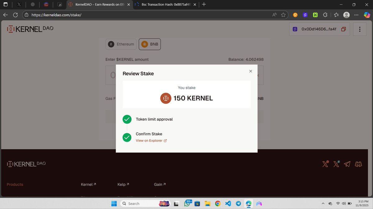 ofonimecity's tweet image. Just staked my $KERNEL tokens and couldn’t be more bullish

@kernel_dao isn’t just another #DeFi project it’s building the foundation of secure restaking, governance, and cross-chain liquidity

#KernelDAO #Restaking #DeFi