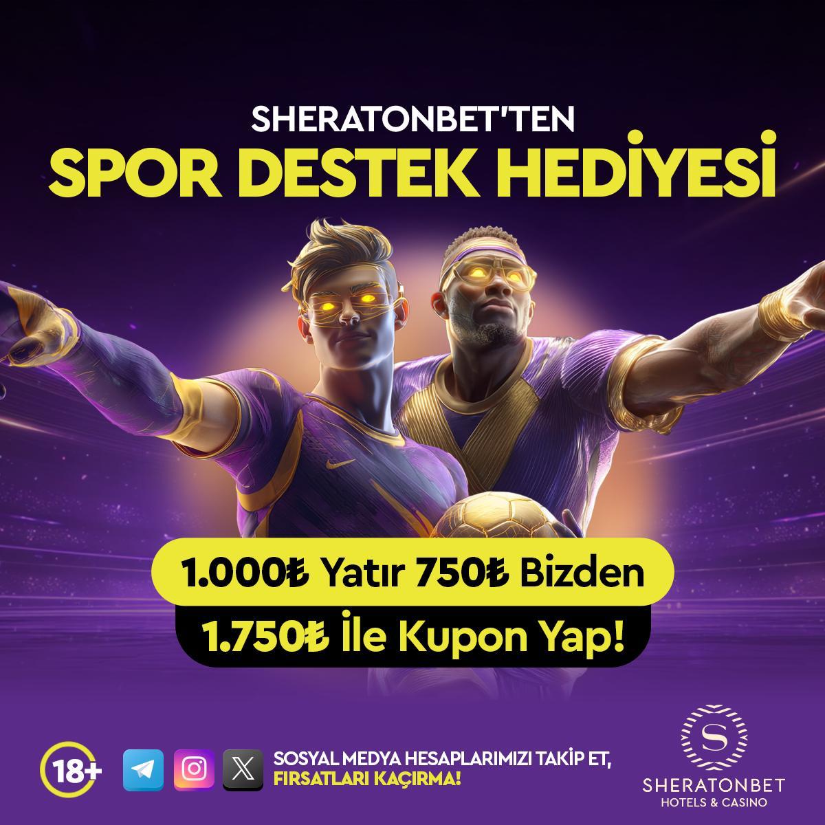 resmisheraton's tweet photo. 🎁BUGÜNE ÖZEL KAÇIRILMAYACAK BONUSLAR SHERATONBET'TE!🎁

➡️SPOR DESTEK HEDİYESİ
💵 1000 TL yatır 750TL BİZDEN
1750 TL ile KUPON YAP

🟡5 Maç Min 2.00 Oran
https://t.co/BZWr7Z9ck6 https://t.co/fyV8fcK5uo