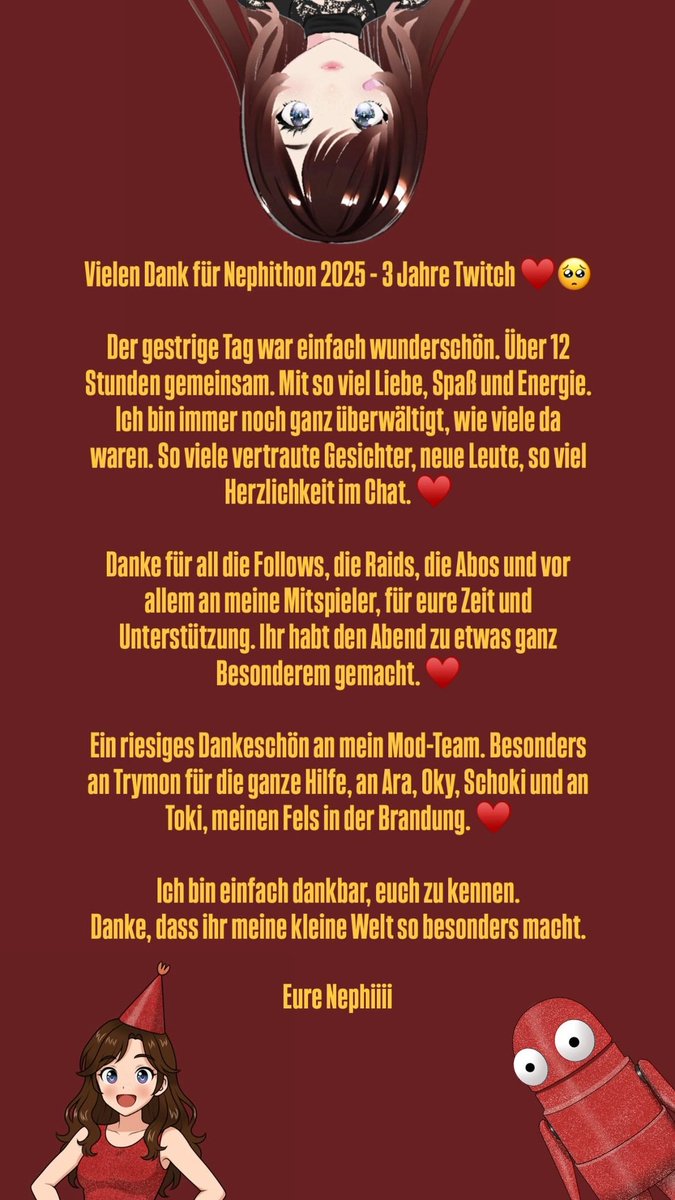 Ich pausiere heute und morgen. Danke für alles! #TwitchDE #gervtuber