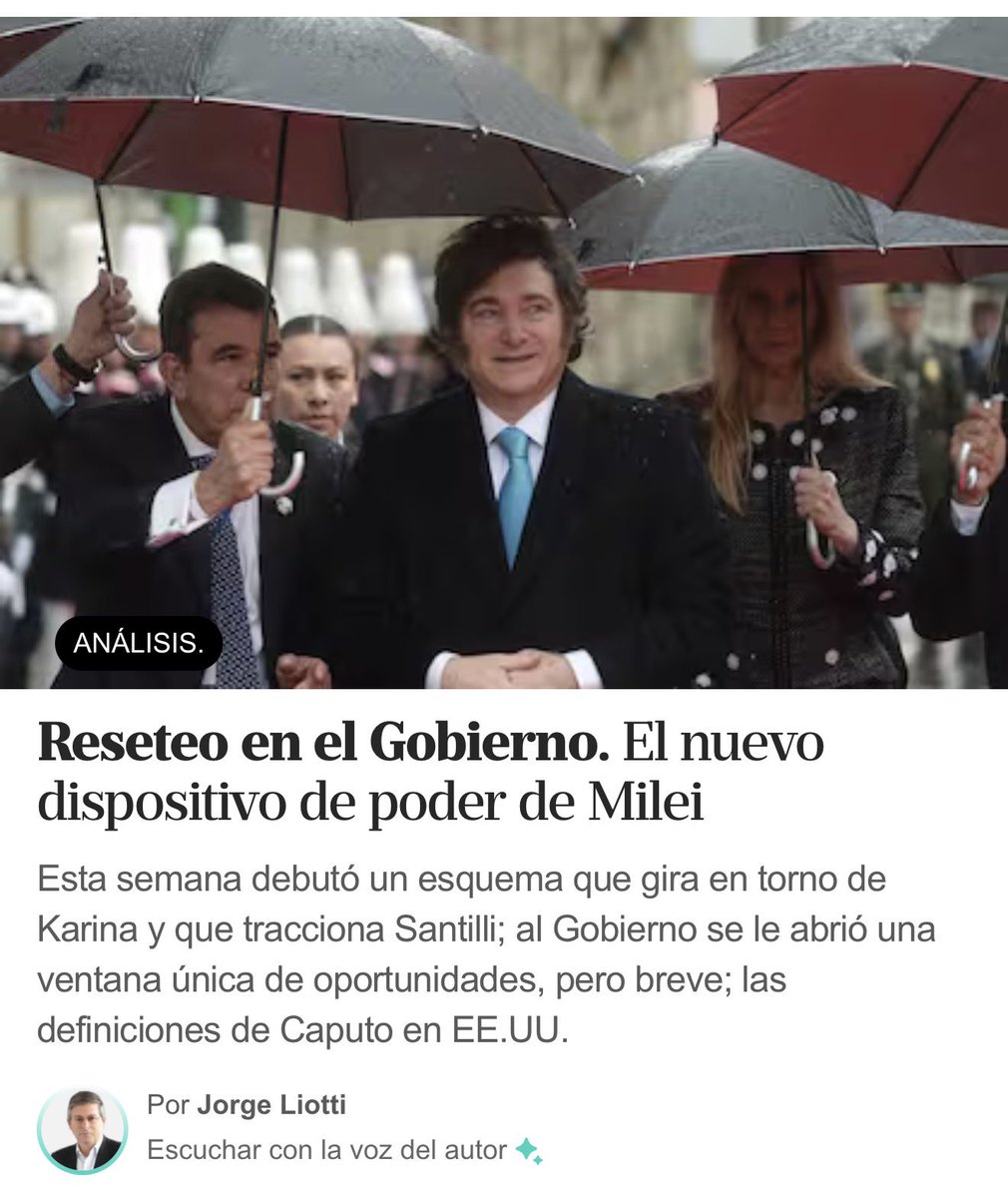 Una síntesis del Paper Liotti (LN) podría, en rigor, ser coloreada con un titular alterno: ‘Milei versus la Llanura’.

Emerge el desperfecto analítico, sin embargo: no es que Milei haya ‘cambiado’ por conveniencia, ni por sugerencia externa. Este colofón parte de la apreciación