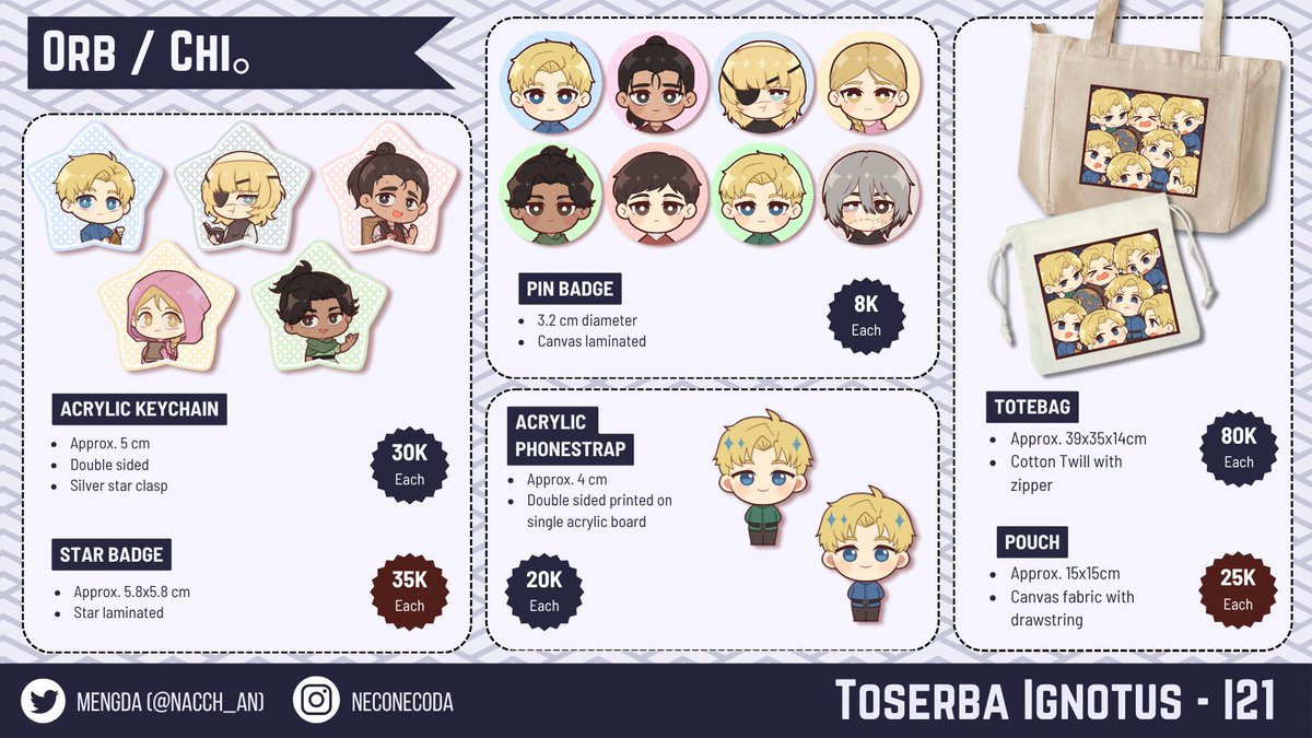 nacch_an's tweet image. [RT and Likes 💖]
Full personal catalogue for #Comifuro21! 

Fandom:
Orb, Hyakuemu, TSHD, FGO, Mononoke, Genazo, Ultraman, Limbus Company, Original

As usual I&apos;ll be boothing with the folks at @Toserba_Ignotus! We&apos;ll be at i-21, both days ✨ See you there 👊😎🔥🔥

(1/3)