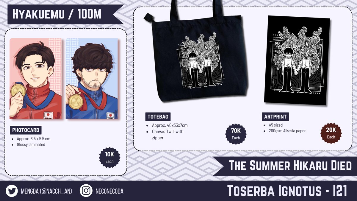 nacch_an's tweet image. [RT and Likes 💖]
Full personal catalogue for #Comifuro21! 

Fandom:
Orb, Hyakuemu, TSHD, FGO, Mononoke, Genazo, Ultraman, Limbus Company, Original

As usual I&apos;ll be boothing with the folks at @Toserba_Ignotus! We&apos;ll be at i-21, both days ✨ See you there 👊😎🔥🔥

(1/3)