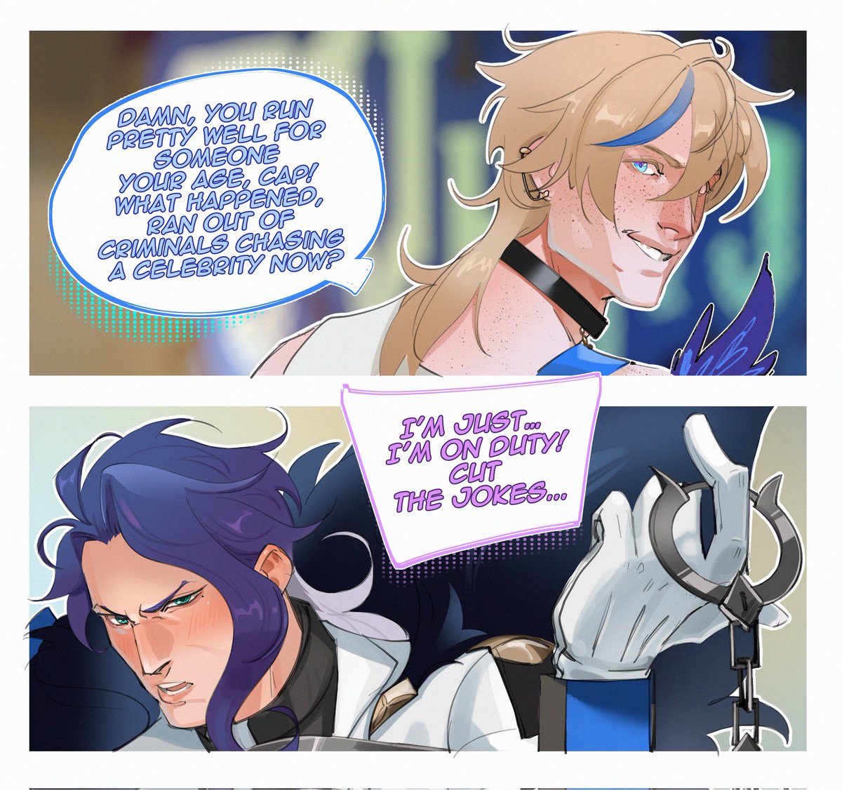 SirNyancelot's tweet image. #HSR #Sampard #Gepo #Sampo #Gepard 

REVERSE AU 🔁

In this au, Sampo is the captain of the manes, and Gepard followed in his sister&apos;s footsteps and is a popular rock performer in Belobog, but unlike Serval he is the double trouble for Silvermane Guards