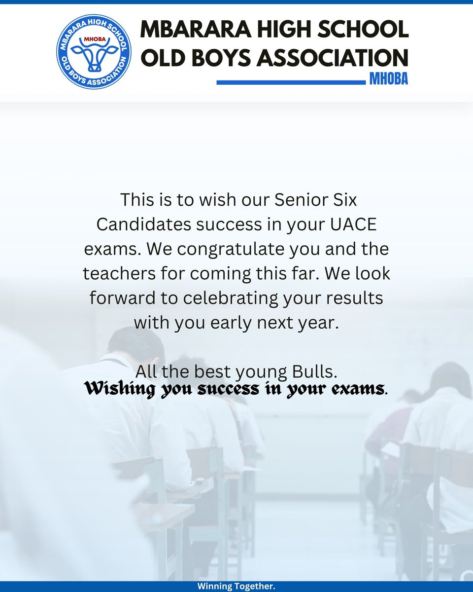 mhoba256's tweet photo. To our young brothers who are sitting their UACE Tomorrow. We wish you all the best as you start your Exams tomorrow. We must dominate
 #WeMustDominate #WinningTogether https://t.co/Q67WW7Lq6I