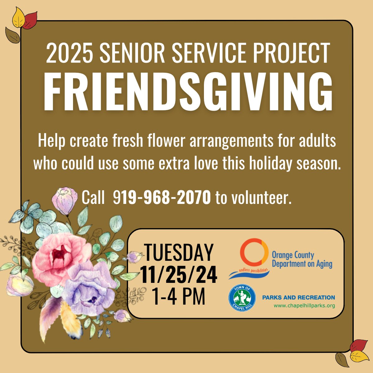 🌼💖 Let’s sprinkle some joy! Join us in crafting stunning floral arrangements to brighten the days of seniors in our community who could use a little extra love. 🌸✨ Want to help? Call Seymour Center at 919-968-2070. Let's bloom together! 🌷🤝 #CommunityLove #FloralJoy