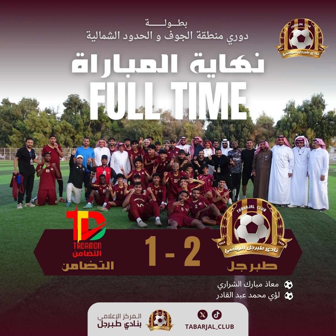 🔚| #نهاية_المباراة 
عودة #نموذجي_الجوف للانتصارات 
بفوز مستحق علي التضامن بهدفين مقابل هدف
#دوري_منطقة_الجوف_والحدود_الشمالية