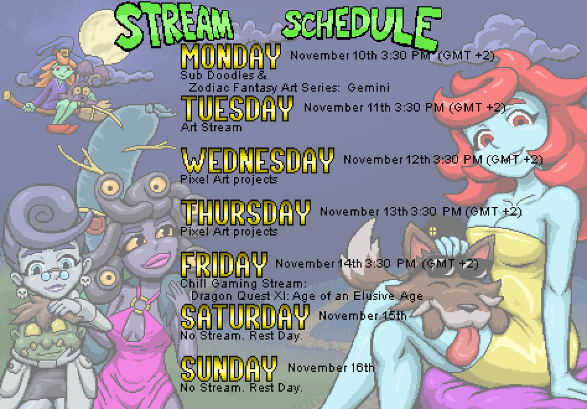 My streaming schedule for week 46. #Twitch #streaming #schedule