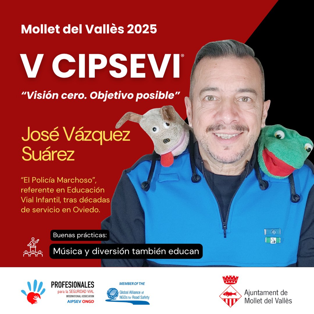 CIPSEVIprof's tweet photo. "El Policía Marchoso”, referente en seguridad vial infantil. Presentará en el V CIPSEVI la ponencia: “Música y diversión también educan”, una propuesta innovadora que combina arte, humor y compromiso para sensibilizar a los más pequeños en seguridad vial. 
https://t.co/VCRNqHmf0i https://t.co/8OoHIJivue