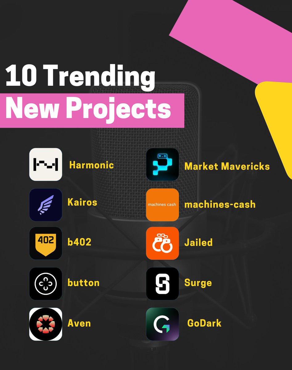 Timing matters a lot in crypto.

Get in late and you're sidelined.

Here’s a quick rundown of new projects you should be early to.🧵

1. <a href="/harmonic_gg/">Harmonic</a>

Harmoni is an open block-building system that aggregates blocks from builders like <a href="/jito_sol/">Jito</a>, <a href="/temporal_xyz/">Temporal</a>, and <a href="/paladin_solana/">Paladin</a>,