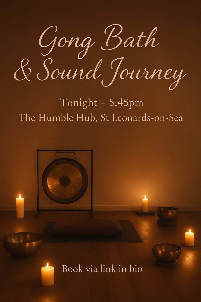 Float into stillness tonight 
Join us for a Gong Bath &amp; Sound Journey — a deep immersion into vibration, rest, and release.
5:45pm |St Leonards-on-Sea
Book your space: bookwhen.com/londongong
#GongBath #SoundHealing #StLeonardsOnSea #HastingsEvents #RelaxAndUnwind #SoundJourney