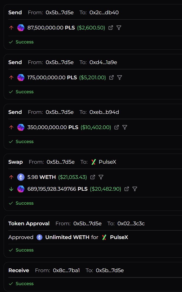 <a href="/RyanPatrickHef1/">RyanPatrickHefner</a> <a href="/tiagosousadias/">⬣ pTiago ⬣</a> <a href="/RichardHeartWin/">Richard Heart</a> The awarded $PLS was bought off the open market with $WETH by the anon donor, and then sent out.