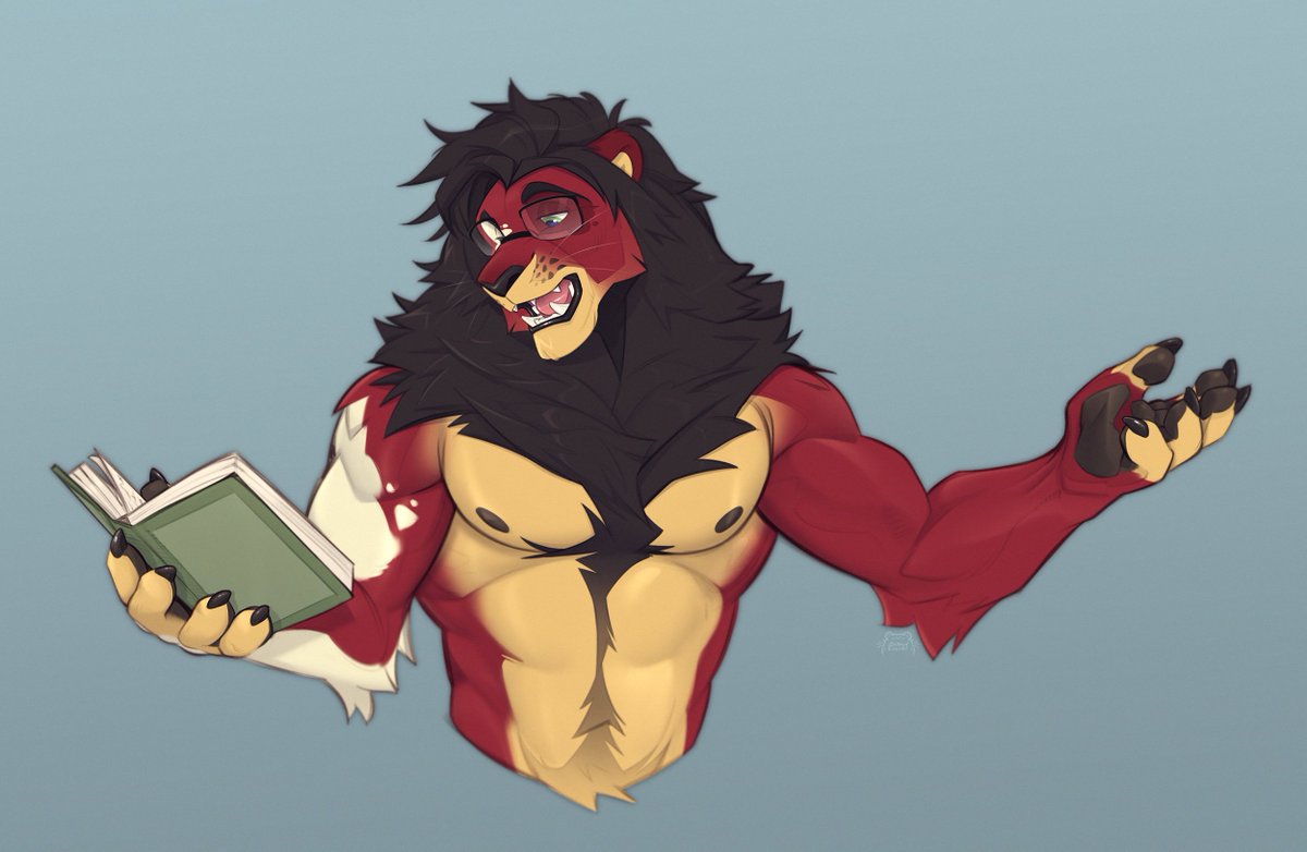 BearlyFeline's tweet image. This lion has the brains AND the brawn! 🦁📚