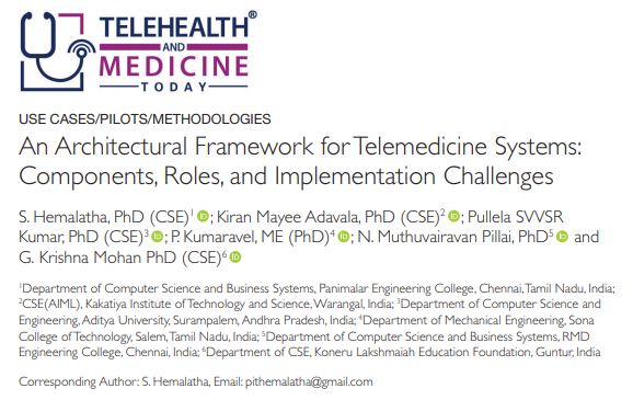 THMToday's tweet image. &amp;gt;&amp;gt;&amp;gt;New Research Published
An Architectural Framework for Telemedicine Systems: Components, Roles, and Implementation Challenges | Telehealth and… telehealthandmedicinetoday.com/index.php/jour…

#ArtificialIntelligence #cloudcomputing #healthcare #dataprivacy #digitalhealth #electronichealth #EHR…