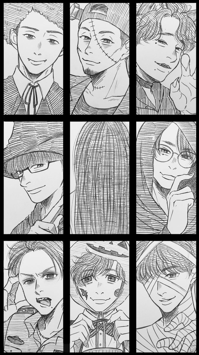 今日の落書き
前に呟いてた🦐🎃、ど遅刻かましまくりましたが全員終わった😂
（アプリで合わせたのでまたもや画質悪いです…）

※このコンテンツはファンメイドコンテンツです。ファンメイドコンテンツポリシーの元制作されています。