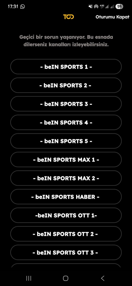 Tam maç saati uygulamanız çalışmıyor. Doğrusu düzgün müşteri hattınız yok, kimseye ulaşılmıyor. Online yayına dünya para alıp karşılığında 0 hizmet sunuyorsunuz. Millet kaçak yayından kesintisiz izlerken biz para verip rezil oluyoruz.

#todtv <a href="/tod_tv/">TOD.TV</a>