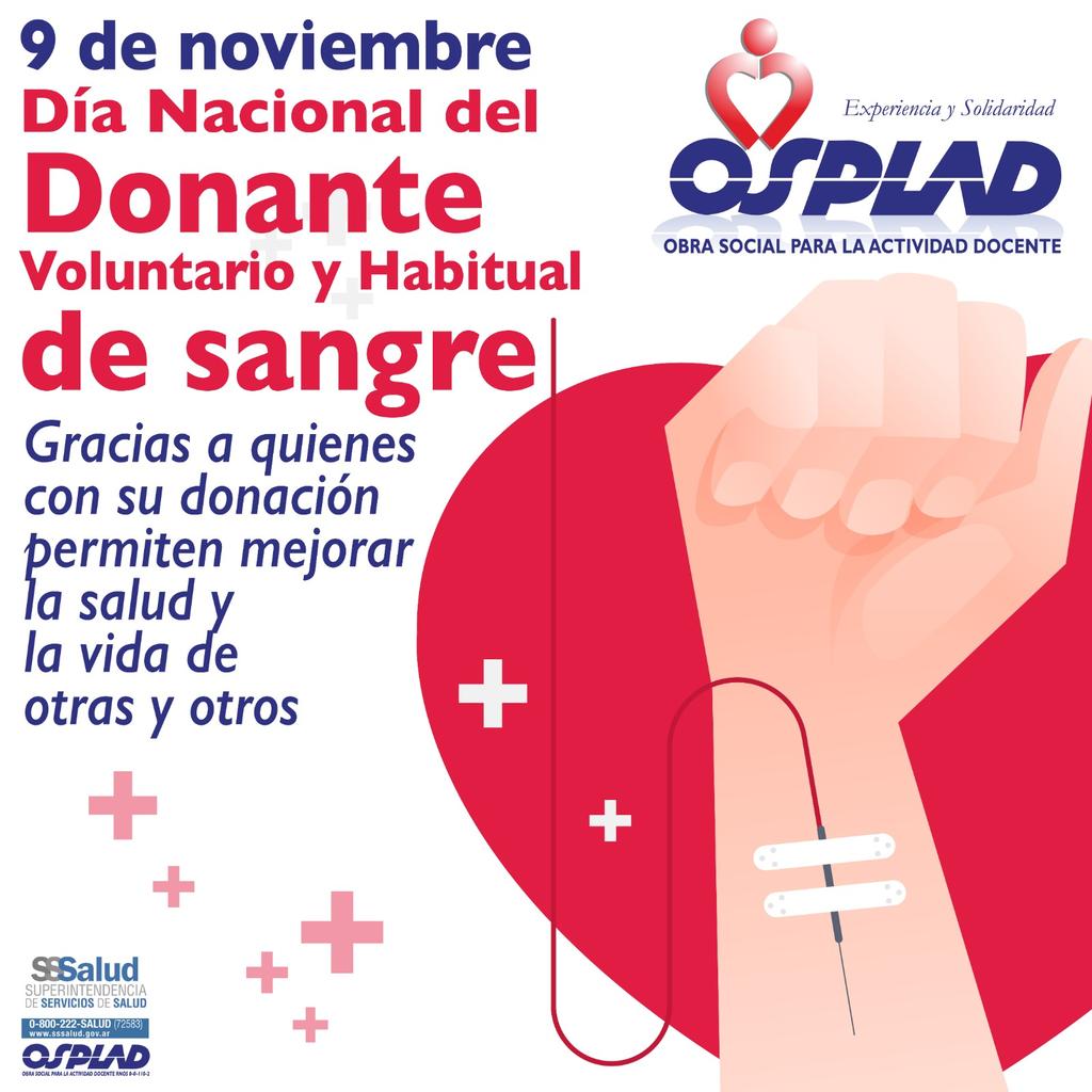 🩸💉Doná sangre y salvá vidas🤗
#OspladTeAcompaña