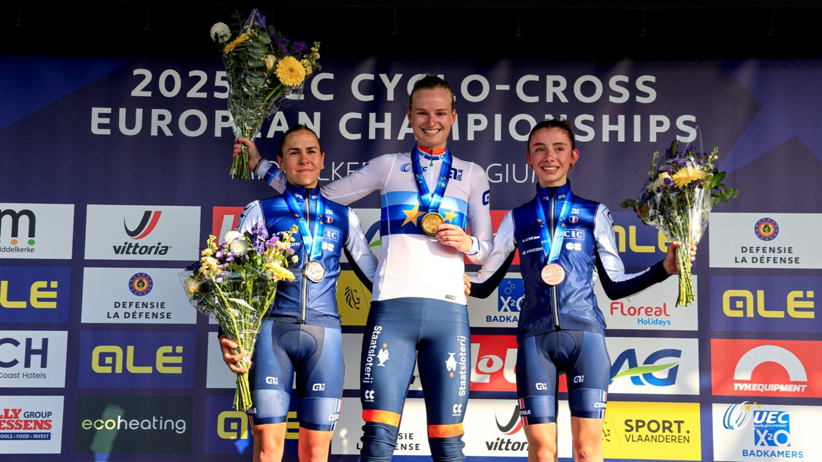 La Néerlandaise Leonie Bentveld (21 ans) a gagné chez les Espoirs devant les Françaises Célia Gery (19 ans) et Amandine Muller (19 ans). La France repart donc avec 2 médailles des #EuroCross25. 

L'Italien Filippo Grigolini a été sacré chez les juniors.