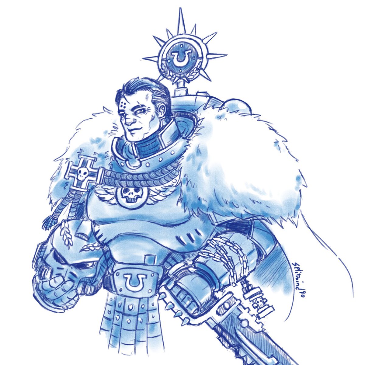 SplitMind90's tweet image. Titus got his captaincy back, a new swag cape
aaaand a heavy responsibility to follow…

#spacemarines2 #40k #splitmind90_art