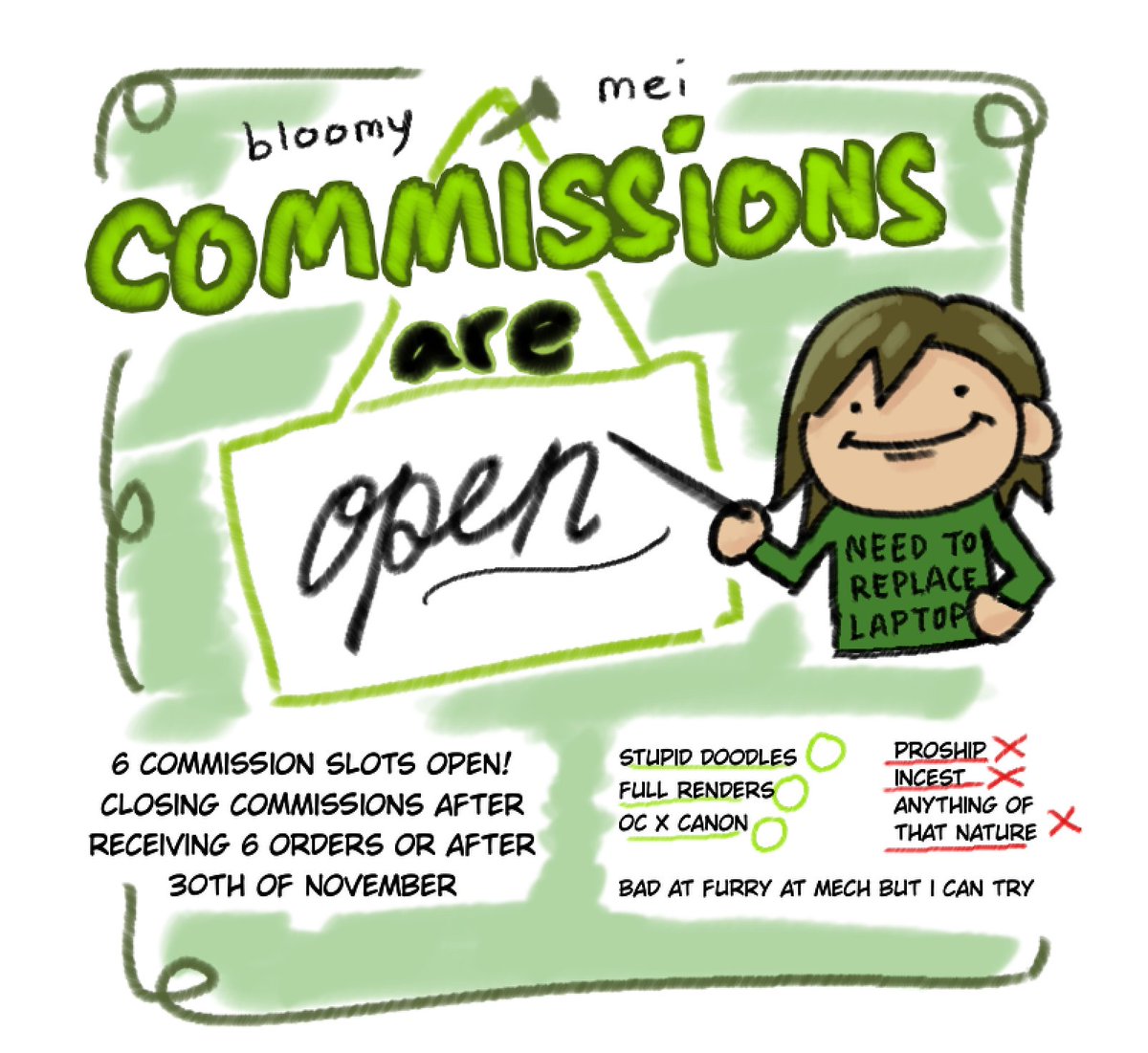 japchefreak's tweet photo. briefly opening comms up to save up for a laptop or at least replace the screen. only doing basic background or transparent ones for now. and only using the fluffy pen i usually use bc every other pen besides the preset ones dont show up right when i export the image. paypal :-) https://t.co/pOe4RoXE8P