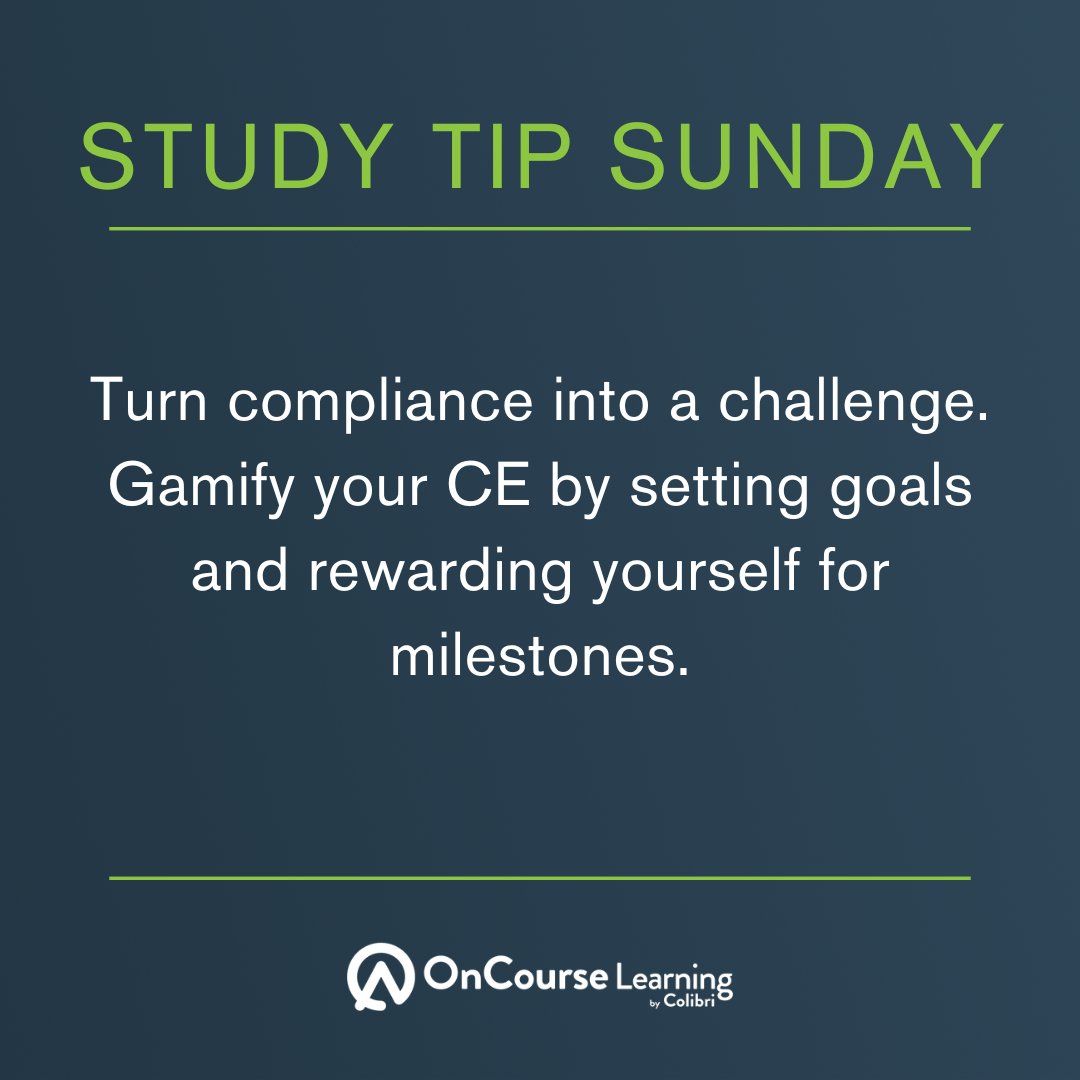 OnCourseFS's tweet image. Make compliance fun! Set goals, track progress, and celebrate wins. 🏆

#Studytips #CE