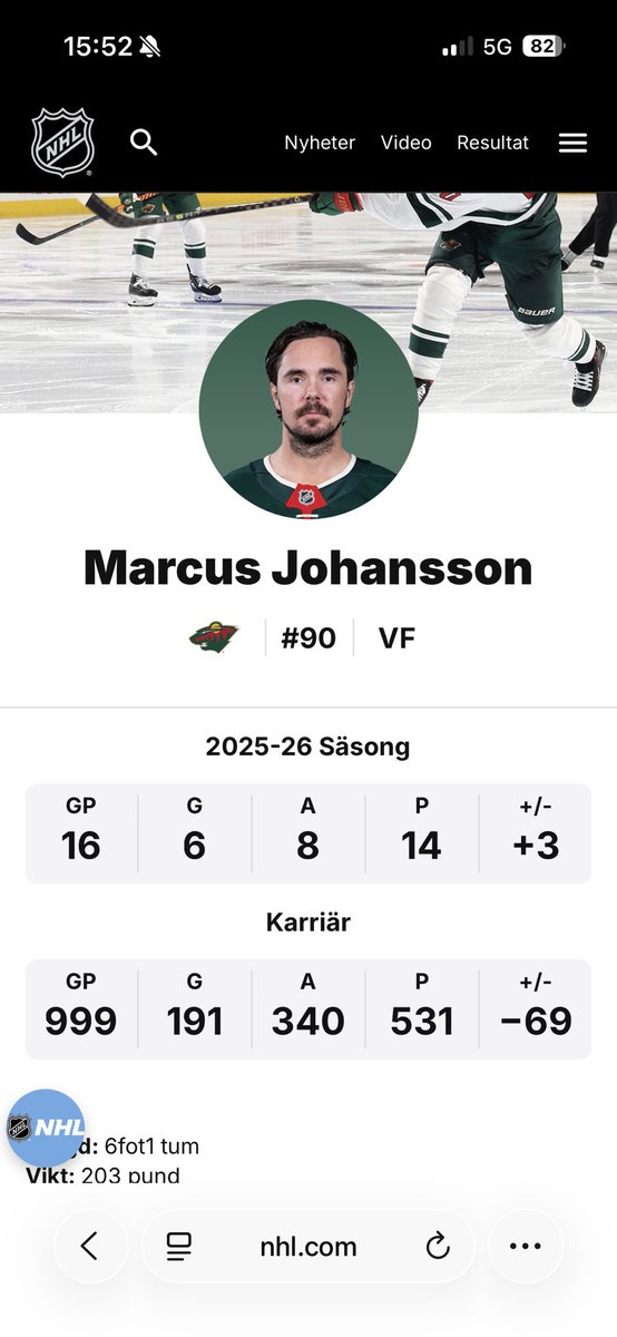 Inatt 02.00 gör Mackan sin match nr 1000 i NHL när Minnesota möter Calgary. Det är en milstolpe som är svår att ta in. En milstolpe inte många når. I 16 säsonger har han spelat i världens bästa liga. Finns inga ord som kan beskriva den stolthet &amp; glädje jag känner ❤️ #fbkse #NHL