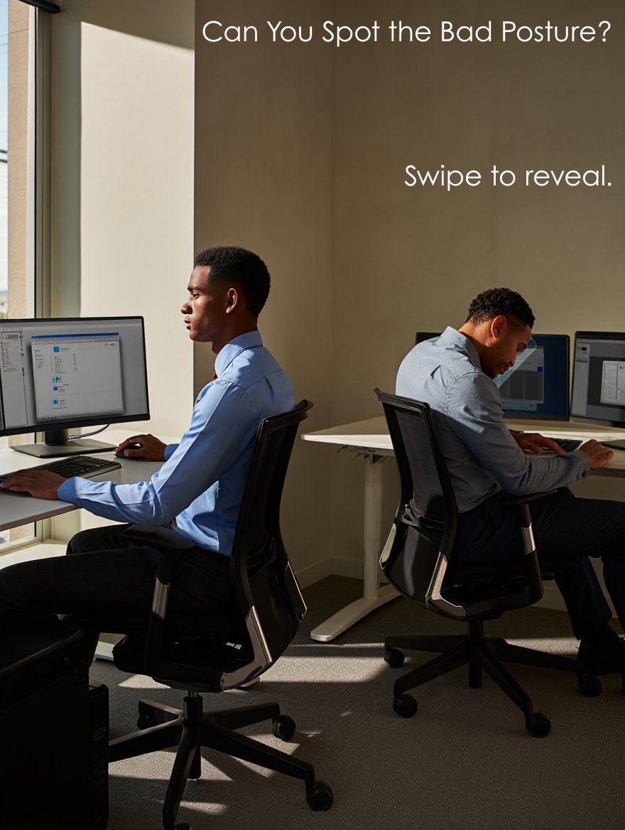 apexcomfortuk's tweet image. Can you spot the bad posture?
A quick 6-slide challenge that might just save your back. (1/6)
#PostureChallenge #ApexComfort