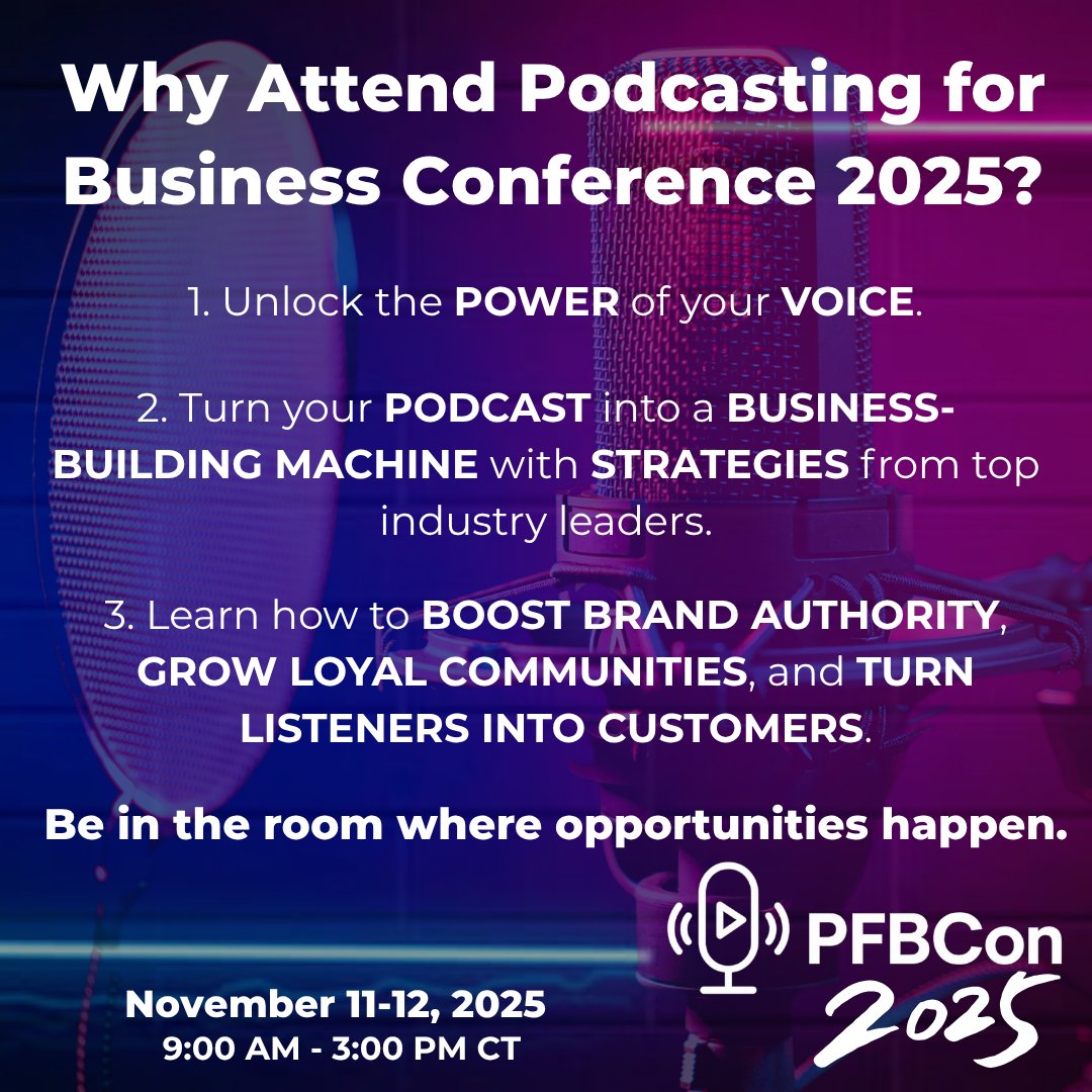 tfoxlaw's tweet image. Audio is EVERYTHING 🔊 Audra Casino reveals why—plus creating a book from a podcast recording with Sheila Slick! Grow smarter.

🎙️ Register 👉 bit.ly/4hO3TVq #PFBCon2025 #AudienceGrowth #SmartPodcasting