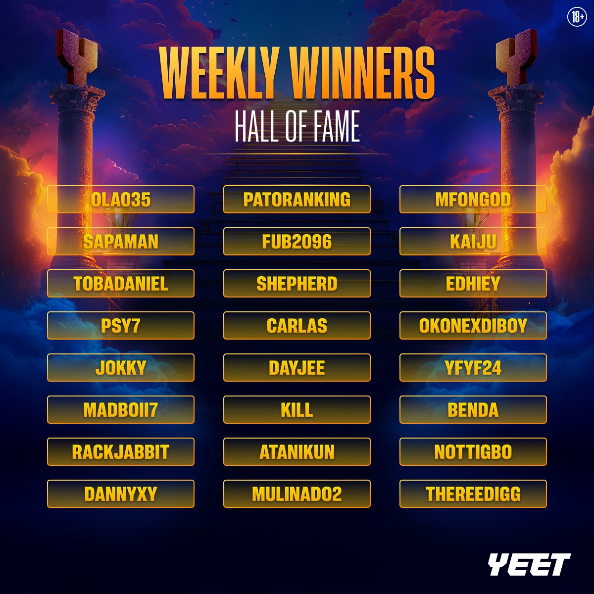 yeet's tweet image. Weekly YEET Community Event Winners 

Too many to fit in one post… so here’s just a taste!

Congrats to all our legends this week.

Let’s YEET!