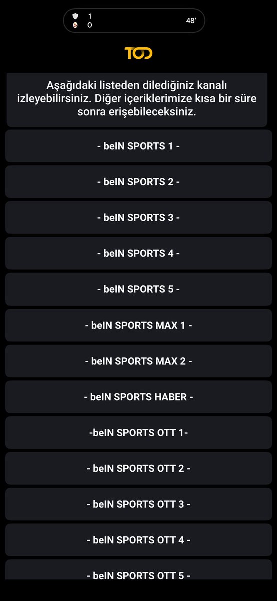 Yine <a href="/Digiturk/">Digiturk</a> un TODTV si patlak ne cep uygulamasından ne de TV den maçı izleyemiyorum 4737373 üzerinden nir insanla görüşmeniz imkansız sürekli avr ile modem açıp kapattırıyor. Gerçekten bu ladar servis kullanıyorum TOD pişmanlık. Parasını verip korsan maç izliyoruz.