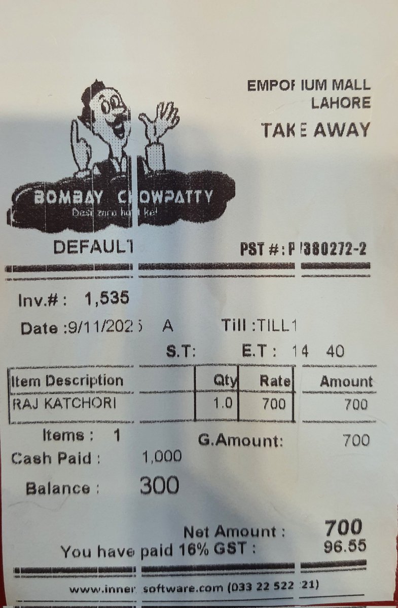 RehmanA83's tweet photo. @FSWarraich Just experiences today, Bombay Chowpatty refused card payment and told they are accepting Cash only. https://t.co/wWmtwFkrJq
