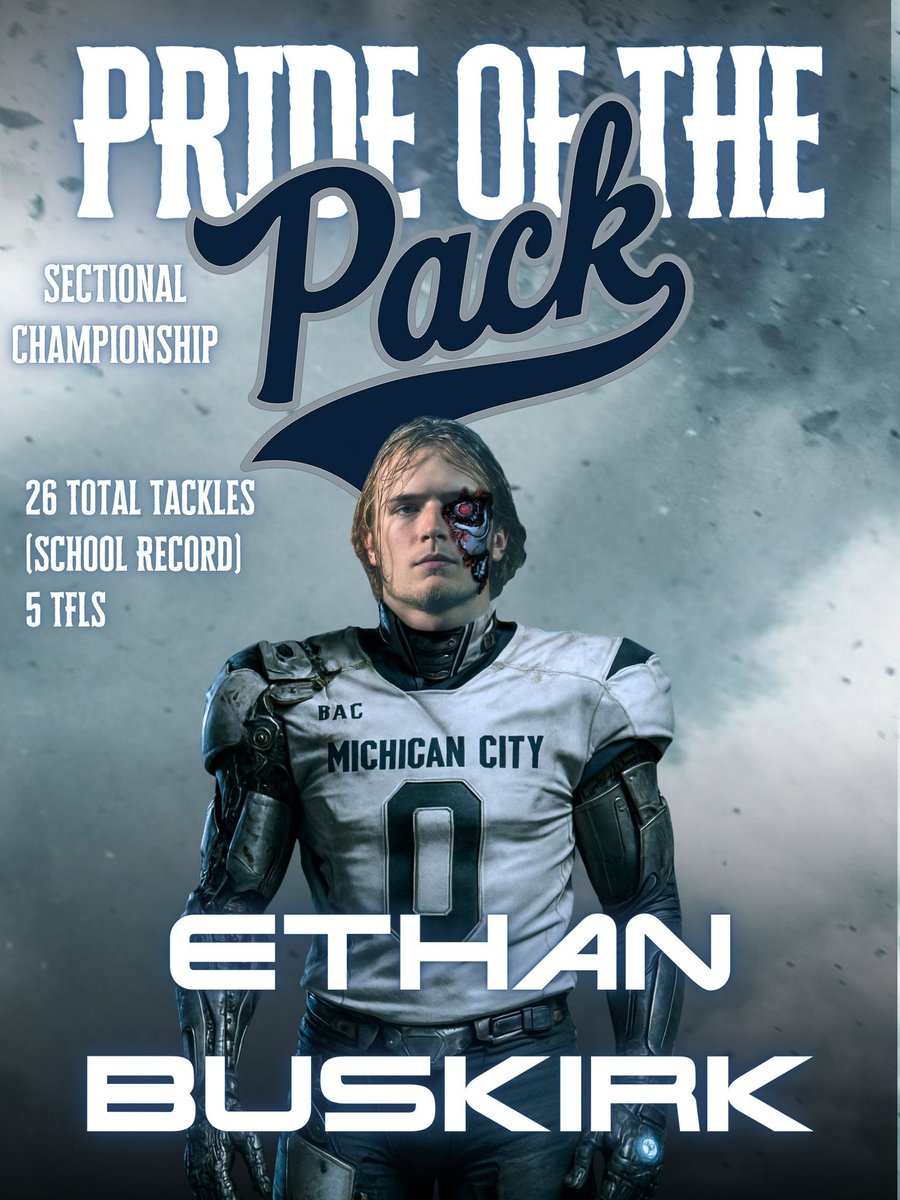 CoachObieWHS's tweet photo. Pride of the Pack - Sectional Championship

Ethan Buskirk - school record 26 tackles and 5 TFLs

Zaire McKinney - 102 Receiving Yards 2 rec TD averaging 109 rec ypg. https://t.co/06c8eFHWkB