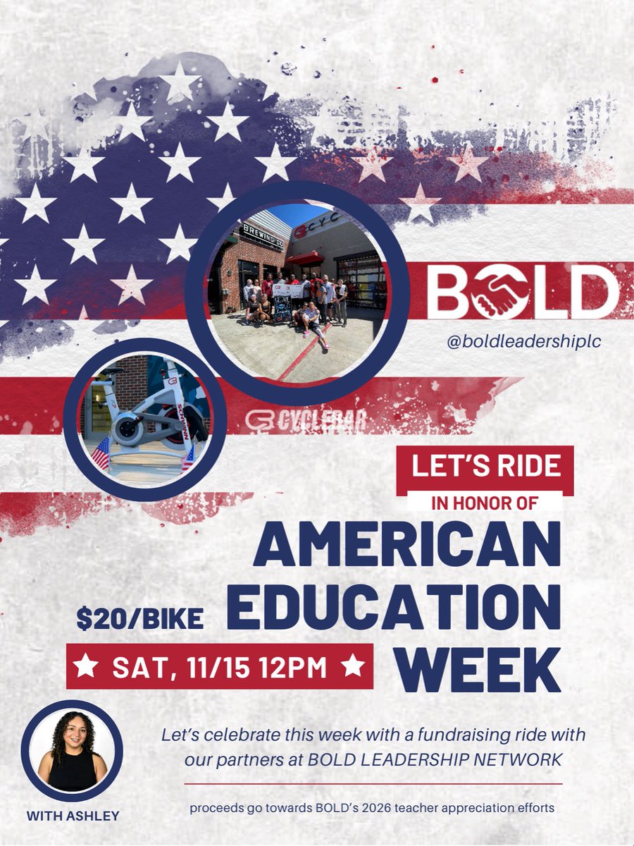 DMQUALLS's tweet image. Upcoming Events for BOLD Leadership Network!

American Education Week 2025 
BOLD at CYCLEBAR - 

members.cyclebar.com/book/cyclebar-… 

December’s Affinity Space

zeffy.com/en-US/ticketin…

See you soon!

#BOLDIsAChoice #DevelopingLeaders #CreatingSafeSpaces #RaisingAwareness #BOLDAffinity