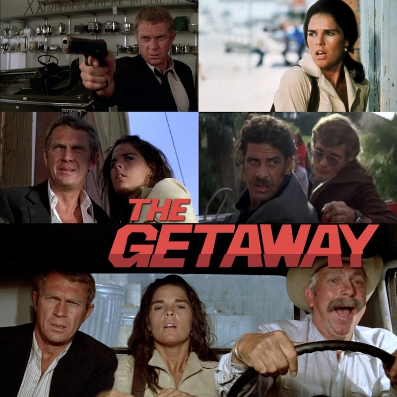 The Getaway (1972) Directed by Sam Peckinpah and written by Walter Hill stars Steve McQueen, Ali MacGraw and Al Lettieri.