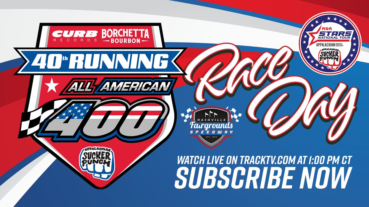 It's race day! Join us today for the 40th running of the All American 400 at <a href="/RaceFairgrounds/">Nashville Fairgrounds Speedway</a>!

Catch it LIVE on TrackTV.com!
#ASASTARS 🏁