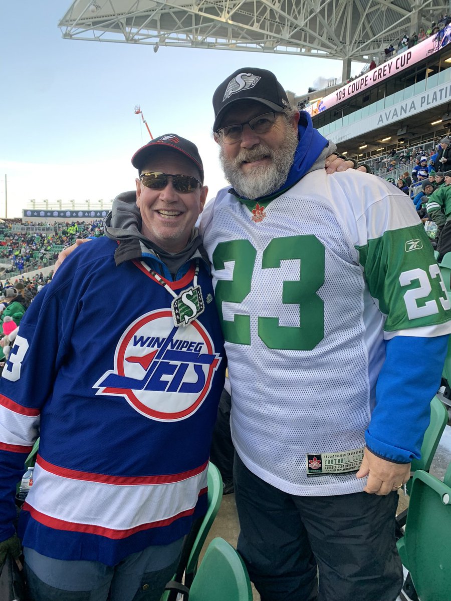 Fair enough. At the last Grey Cup game at Mosaic most fans were pro-Toronto. There was a huge roar of approval when the Argos pulled off the unexpected late victory. The only reason my buddy Cave was wearing a Winnipeg Jets jersey was because a friend of his was from the Peg.