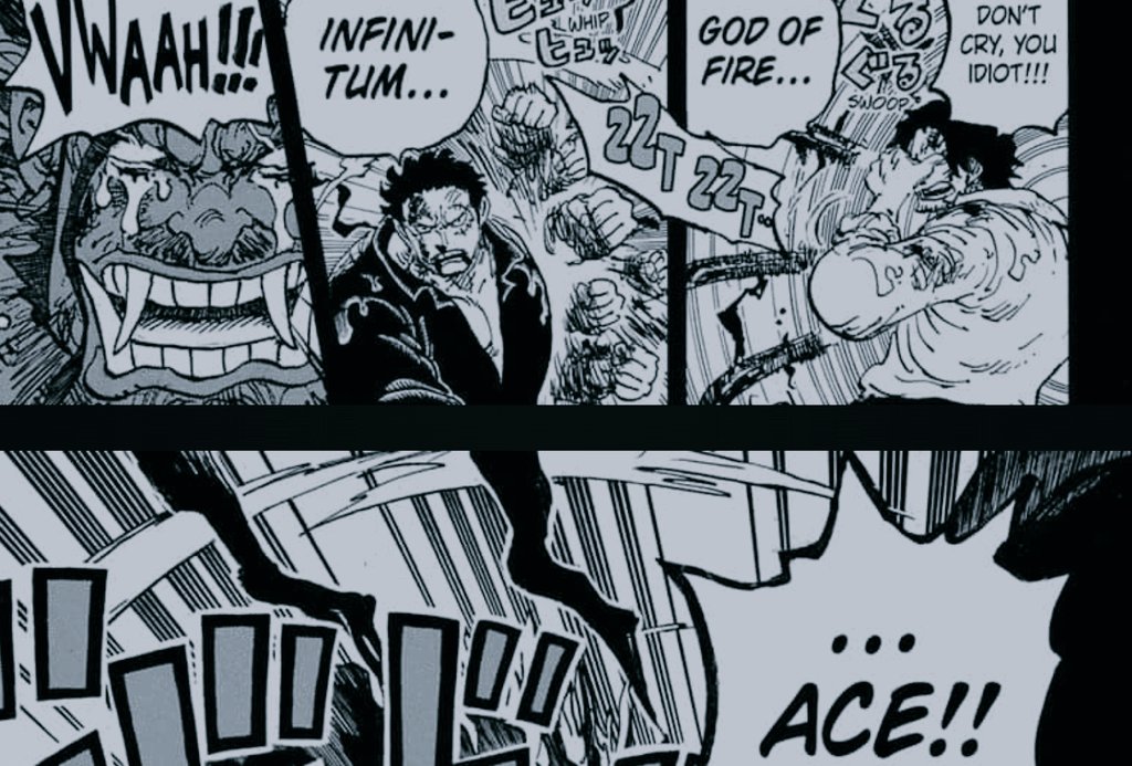 In Japanese version, the attack Roger unleashed on Rocks consists of the blazing fire god from Japan’s 1300-year-old mythology and one who perceives the essence of things beyond the secular world. Oda added a clever touch by having the latter read as “Ace,” Roger’s son.💪