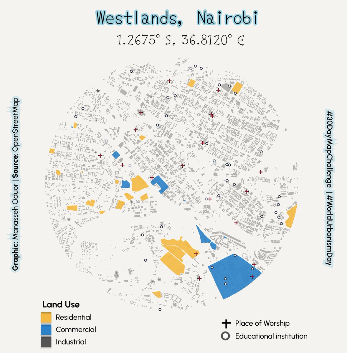 Manasseh_6's tweet photo. Day 8 of #30DayMapChallenge ~ Urban.  

Westlands, Nairobi land use.  

#rstats #dataviz #gis #map #spatial https://t.co/4Yi7sFadws