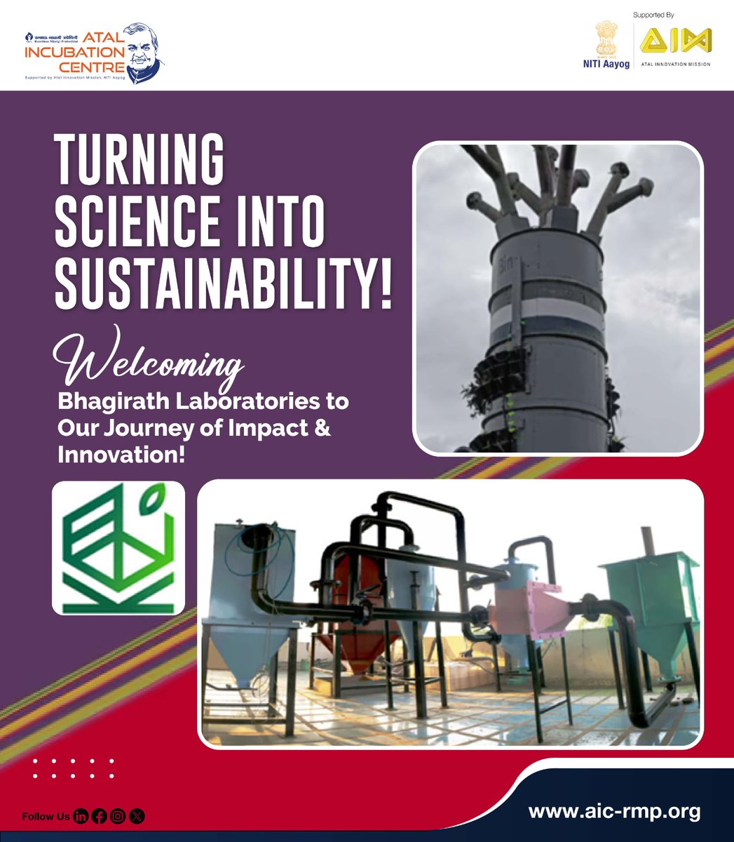 Welcoming Bhagirath Laboratories (OPC) Pvt. Ltd. to our Regular Cohort from Ideabaaj Cohort earlier! 
Driving social &amp; environmental impact with their eco-friendly adsorbent tech to combat air pollution. Happy to see them growing stronger with #AICRMP
#WelcomeOnBoard