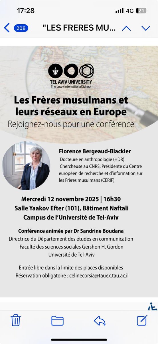 À l’Université de Tel Aviv 🇮🇱 mercredi 16:30