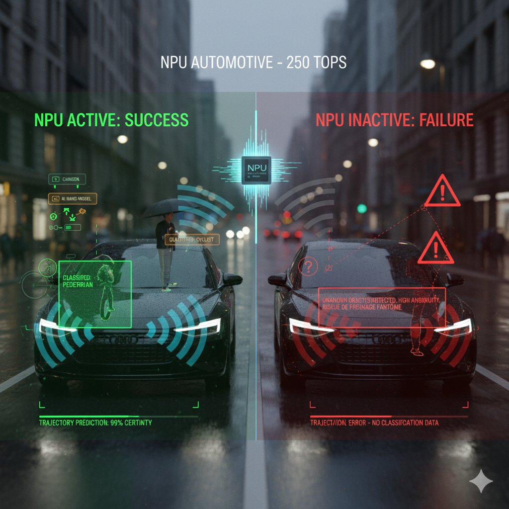 FranckAndriano's tweet image. #OndeviceAI transforms raw radar data into critical, actionable intelligence for safety.
The difference an embedded #NPU makes in car safety &amp;amp; perception is night and day. Active NPU, cars see &amp;amp; understand the road, classifying pedestrians.
#NPU #AutomotiveAI #AIinCars #SmartCars