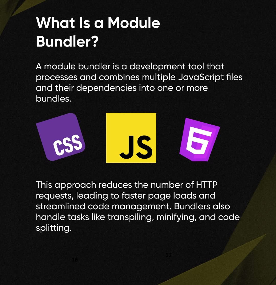 11xcoder's tweet image. &quot;Stop writing old-school JS! 🛑 See what Module Bundlers are and how they handle dependencies, minification, and more. The 5 essential tools you need to know now. Swipe through! 👉
 #CodeOptimization #FrontEnd #JSPro