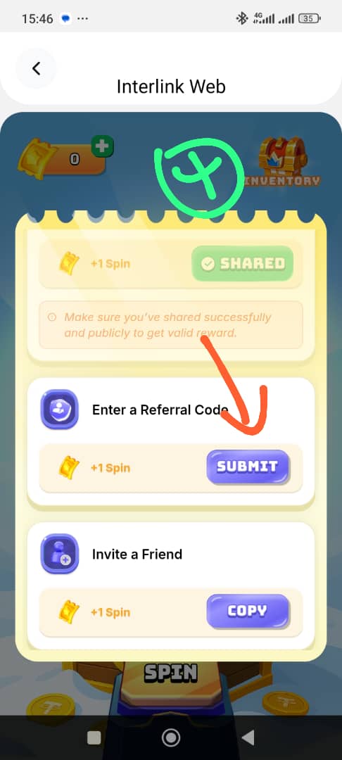 web_stacker's tweet image. *INTERLINK FREE SPINS IS HERE🥳 enjoy unlimited  USDT bonus🤑*

314897181

USE this referral code to get more free spins.

*follow guide to join in*

Complete task to get free tickets to spin daily 

Collect letters to complete your inventory and win the allocated usdt prize 🏆