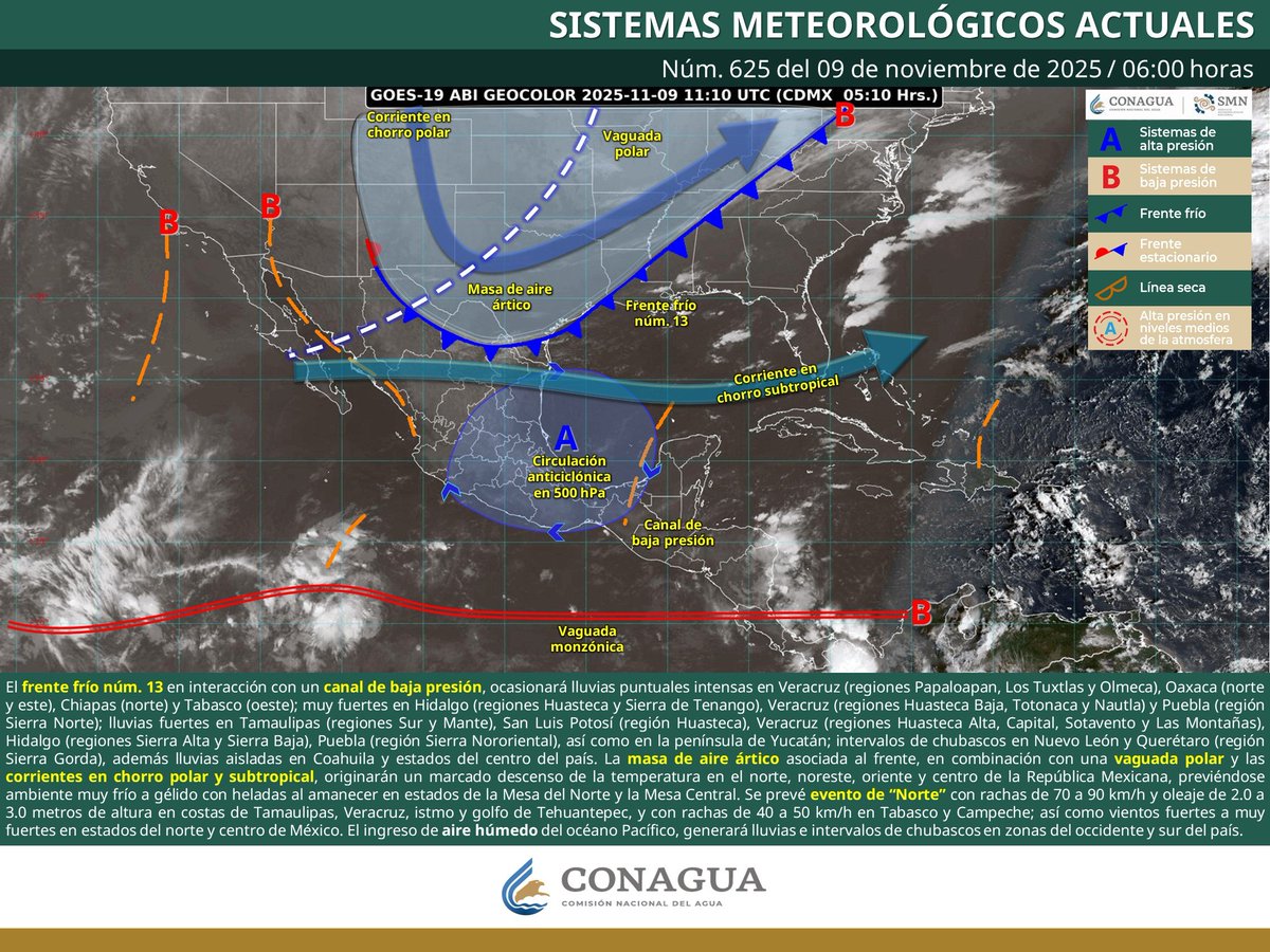 #PronosticoDelTiempo en #Oaxaca hoy 9 de noviembre de 2025. Frente frío 13 trae descenso de temperaturas, Norte fuerte en Istmo y chubascos en varias regiones.

⛅️Capital de oaxaca:
Amanecer/madrugada: 10-14°C 
Mediodía/tarde: 24-28°C, parcialmente nublado con bruma matutina.