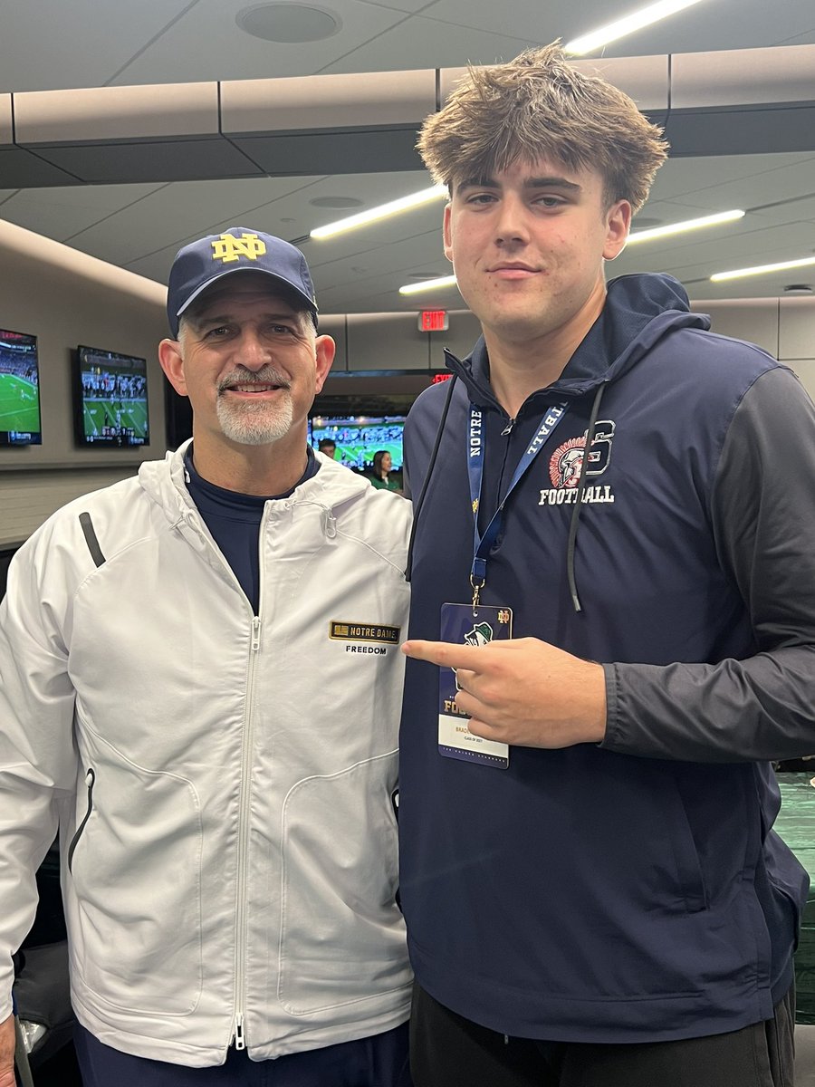 Bradenchaffin5's tweet photo. I had a great time @NDFootball last night!! Thank you for having me @CoachJoeRudolph @NDrecruiting01 https://t.co/gfH1H3l8Ep