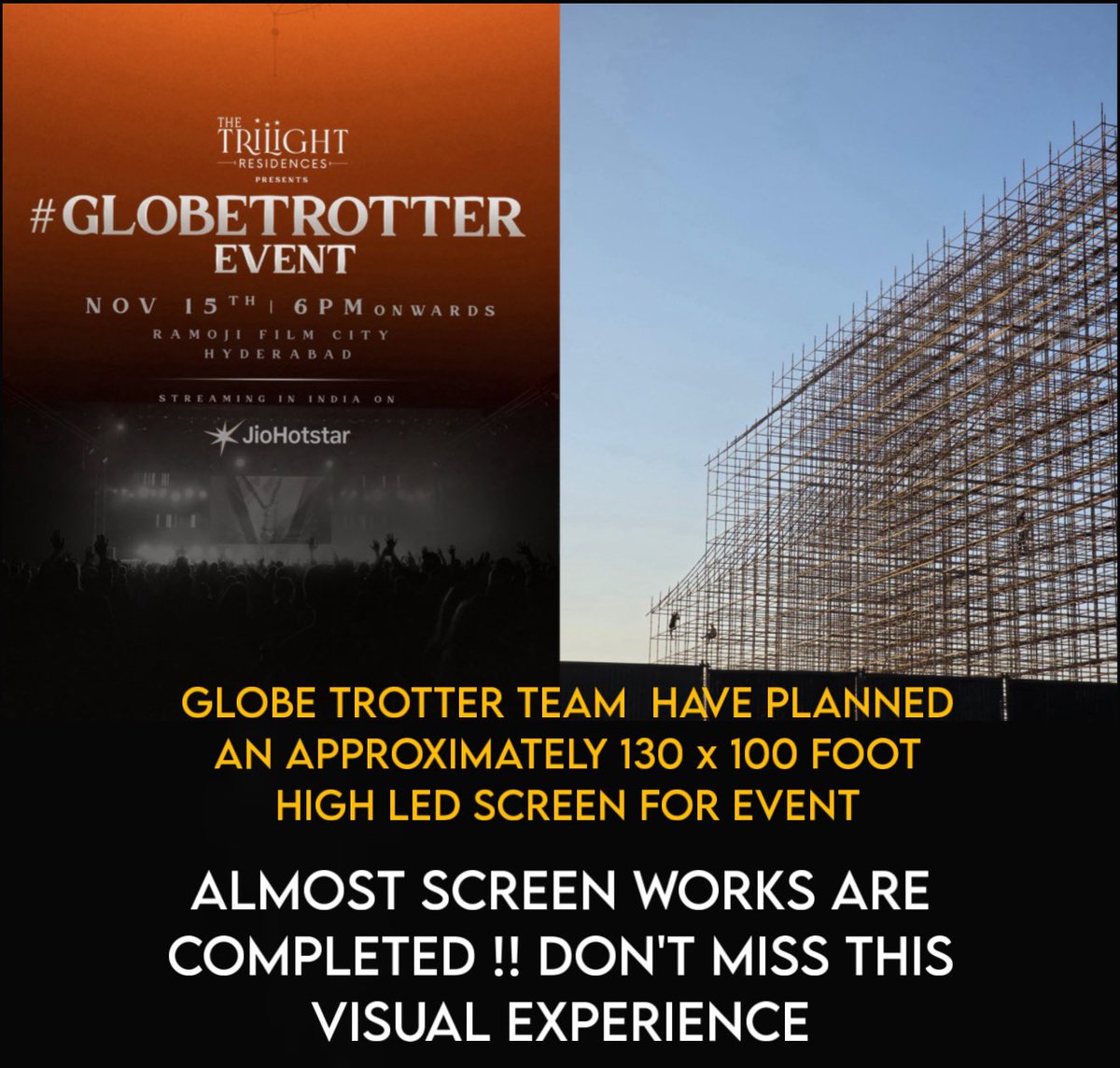 Alert 🚨 Super Fans 💫 Fasten you Seatbelts…. 

GET READY FOR BIGGEST EVENT 😉

#GlobeTrotterEvent <a href="/urstrulyMahesh/">Mahesh Babu</a> <a href="/ssrajamouli/">rajamouli ss</a> <a href="/ssk1122/">S S Karthikeya</a> <a href="/priyankachopra/">PRIYANKA</a>