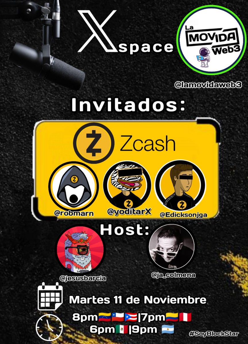 LamovidaWeb3's tweet photo. Y este Martes 11 de Noviembre, a partir de las 8:00PM 🇻🇪🇨🇱 6:00PM 🇲🇽| 9:00PM 🇵🇾🇦🇷 7:00PM🇨🇴🇵🇪 , llegamos nuevamente con nuestro acostumbrado Space con unos invitados especiales 😎👉🧵 https://t.co/zNTij9bdYP